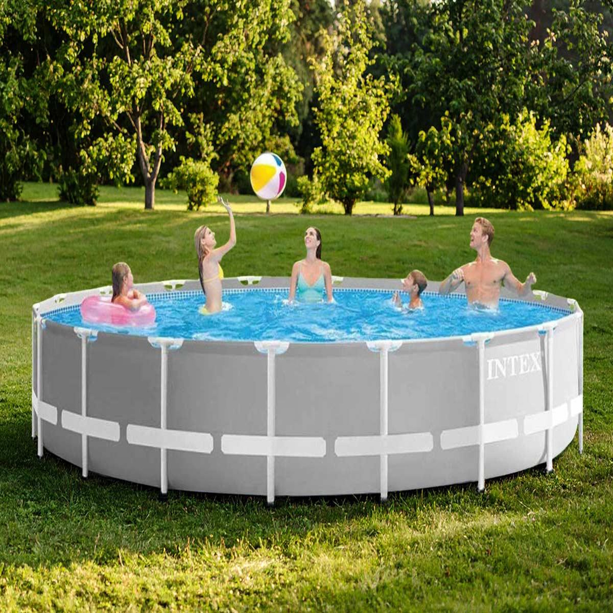 Voir la diapositive 2 : INTEX Piscine tubulaire Prism Frame ronde 5,49 x 1,22 m - Intex