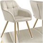 Voir la diapositive 1 : tectake Chaise de salle à manger en velours rembourré capitonné crème/or