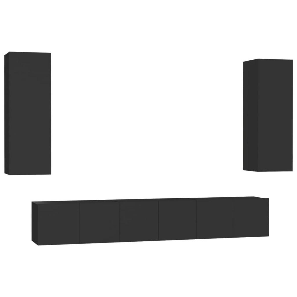 VIDAXL Ensemble de meubles TV 5 pcs Noir Bois d'ingenierie
