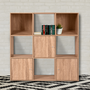 Voir la diapositive 2 : ID MARKET Meuble de rangement cube RUDY 9 cases bois façon hêtre avec 3 portes