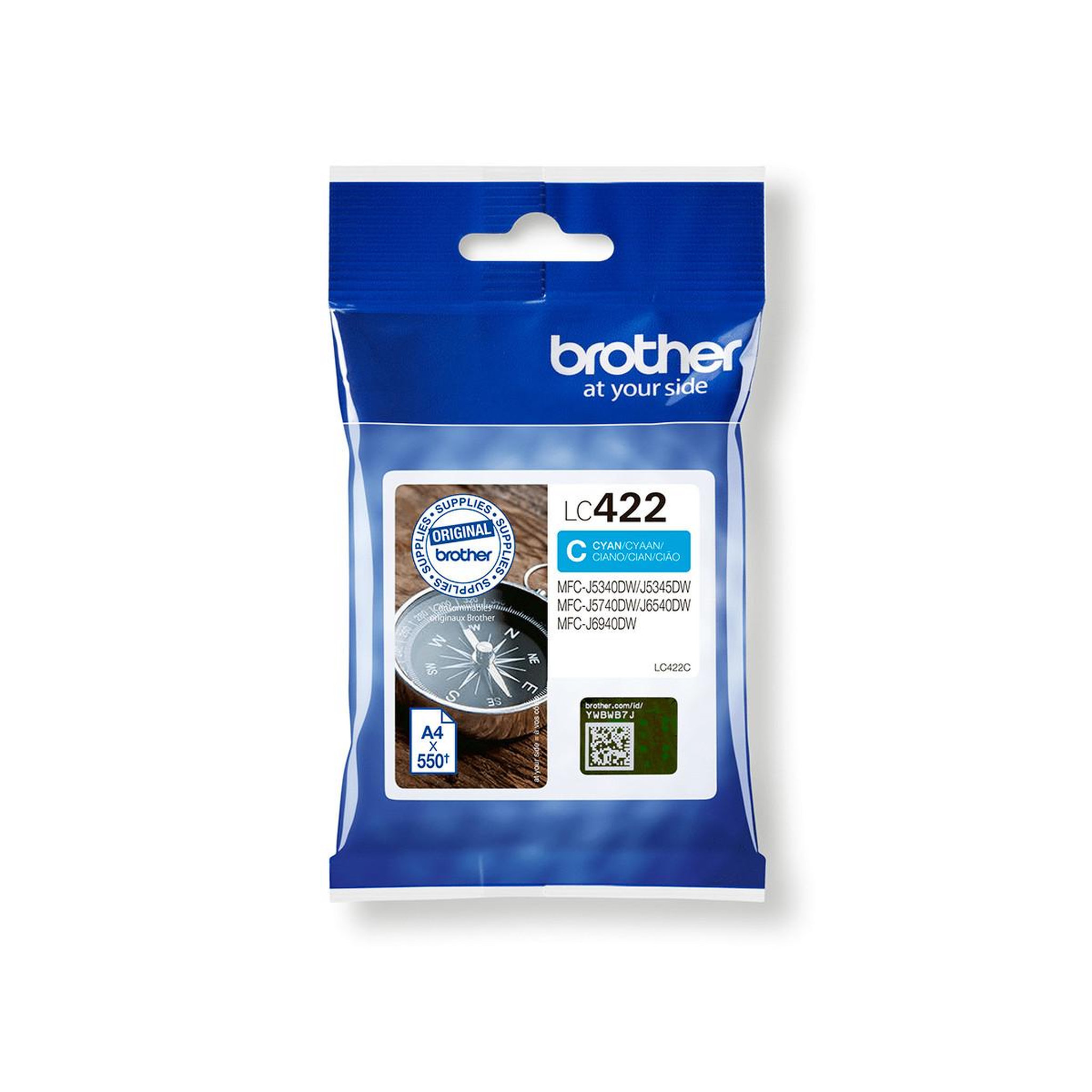 Voir la diapositive 2 : Brother Brother LC422C Cartouche d'encre originale - Cyan