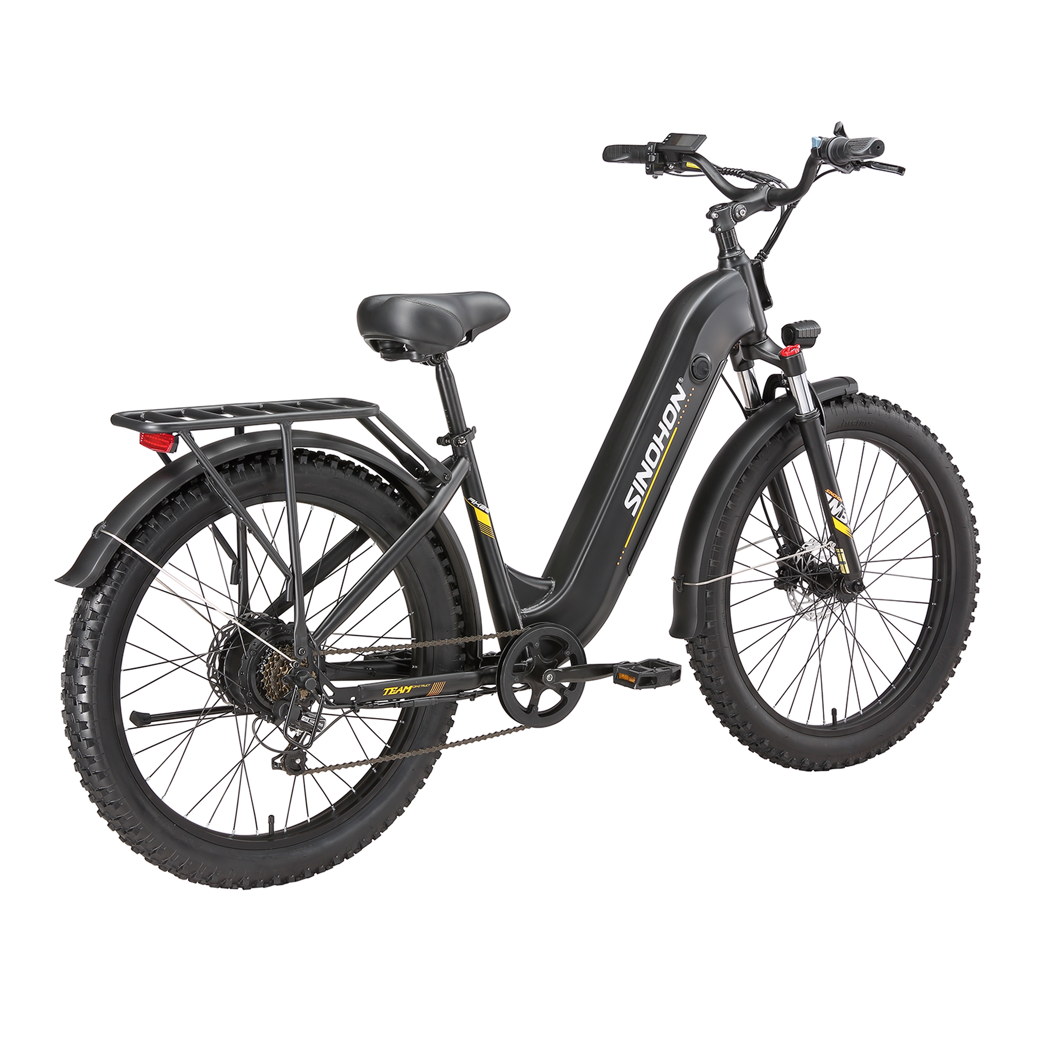 Voir la diapositive 5 : SINOHON Vélo électrique sinohon ak26, pneus larges de 26 pouces, freins à disque hydrauliques, noir