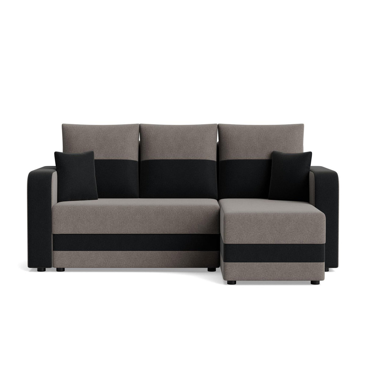 BEST MOBILIER Harvey - canapé d'angle réversible 4 places convertible avec coffre en tissu bicolore