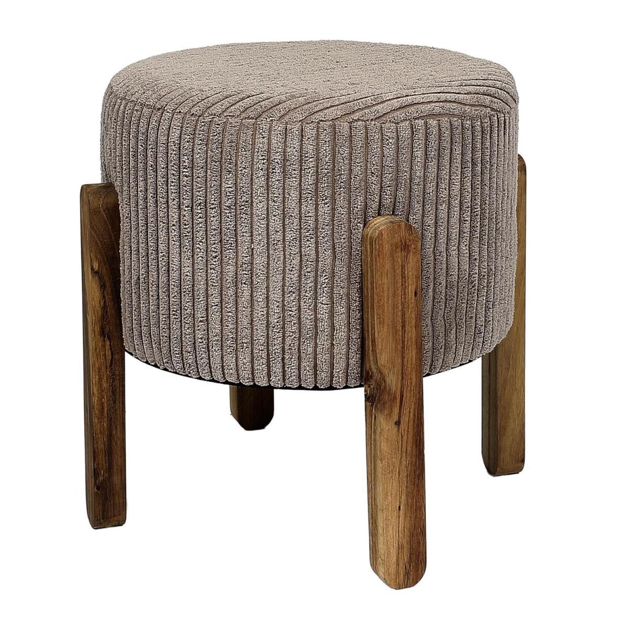 The Home Deco Factory Tabouret côtelé rond  scott  35cm taupe