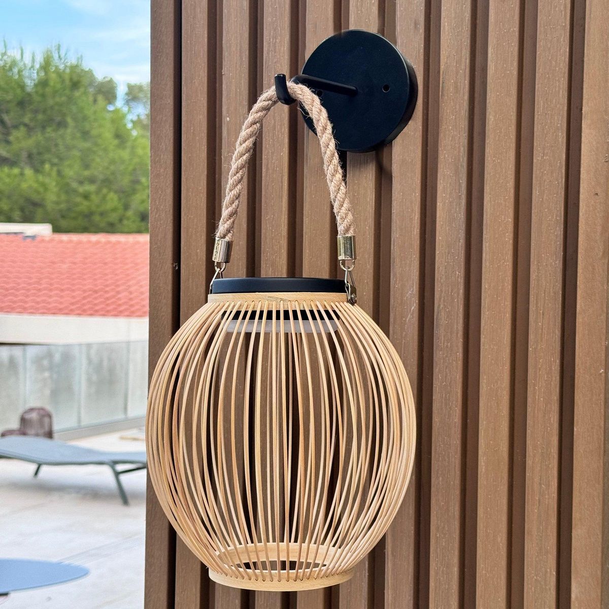 Lumisky Applique solaire ISALINE Bois Bambou H25cm