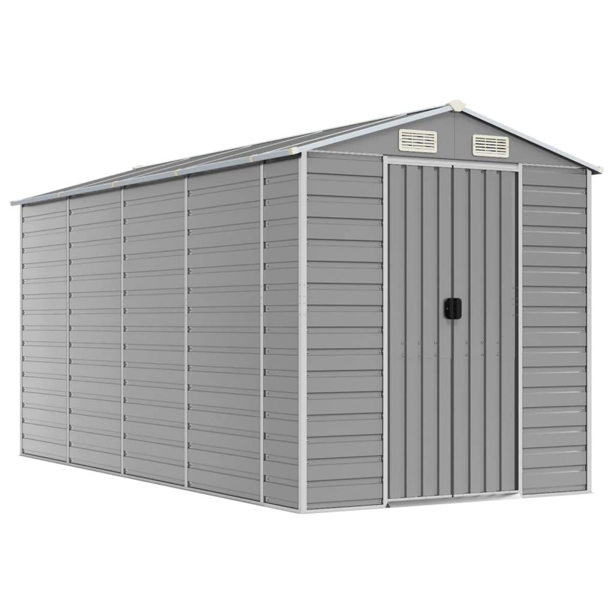 Voir la diapositive 2 : VIDAXL Abri de jardin gris clair 191x385x198 cm acier galvanise