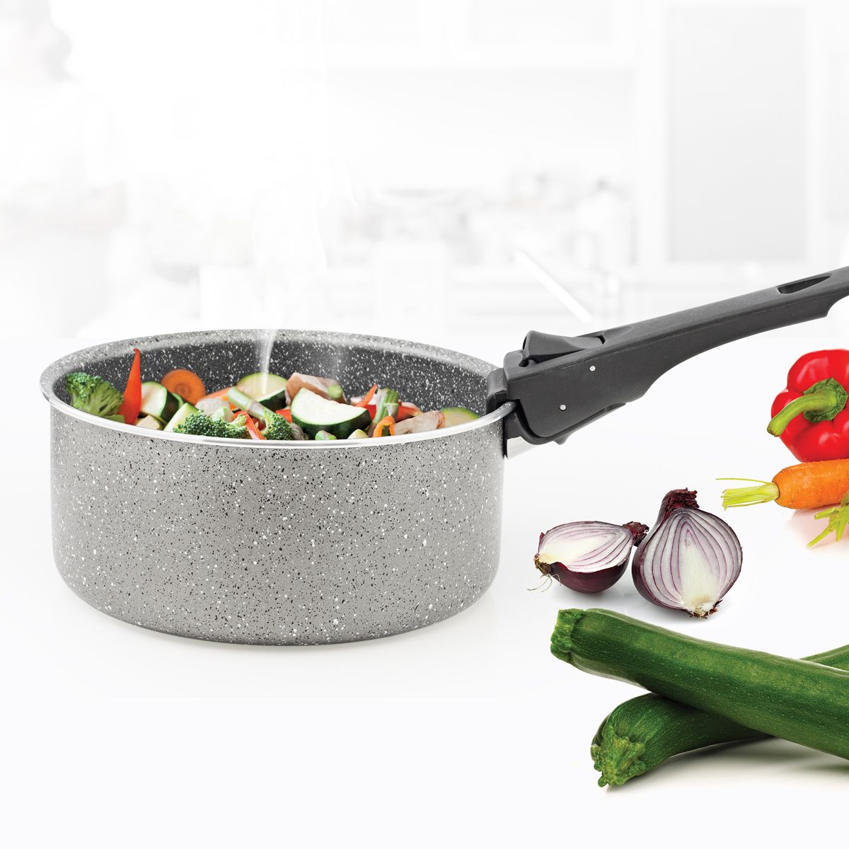 Set de 3 casseroles 16/18/20 cm + poignée amovible