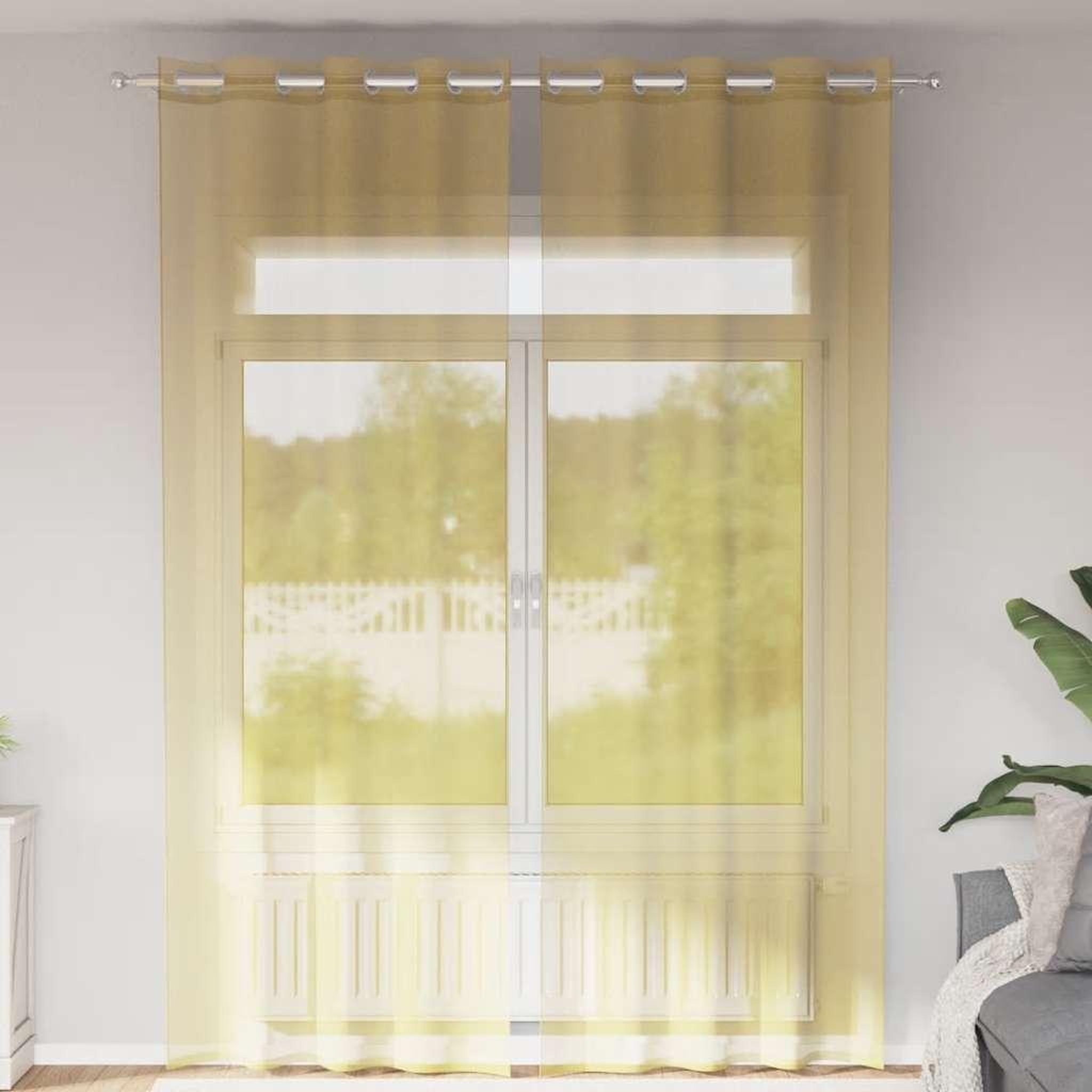 VIDAXL Rideaux en voile avec œillets 2 pcs jaune