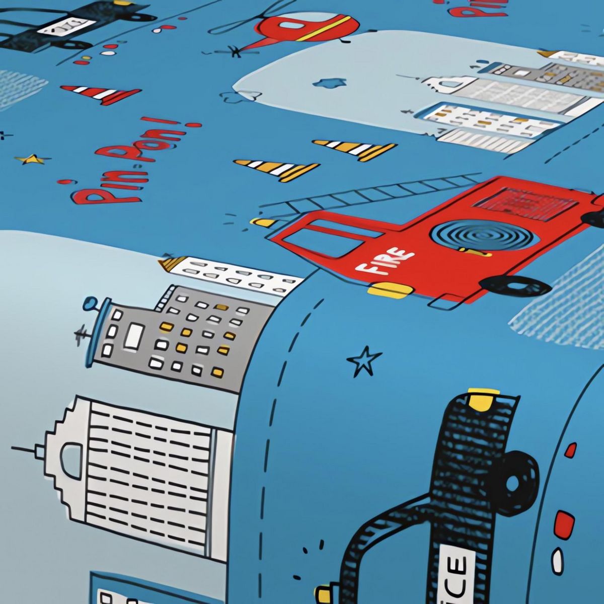 SOLEIL D'OCRE Parure de draps 180x290 cm POMPIERS, 100% coton 57 fils/cm2, par Soleil d'Ocre