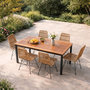 Voir la diapositive 4 : CONCEPT USINE Salon de jardin 6 places avec table en bois naturel et chaises en résine tressée BAGO