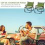 Voir la diapositive 4 : OUTSUNNY Lot de 2 chaises de plage camping pliantes - structure en aluminium avec sac de transport - dim. 55L x 55l x 66H cm vert