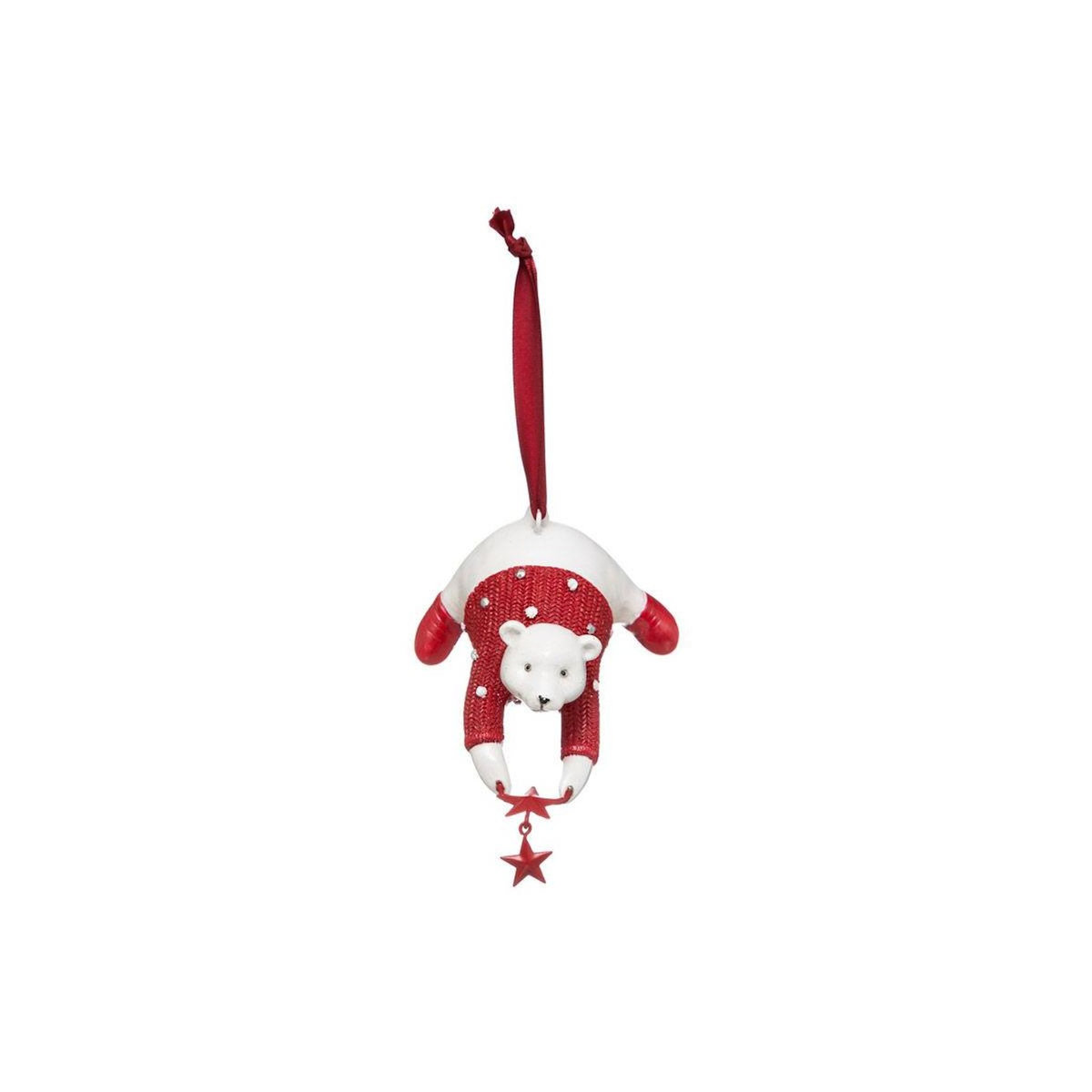 FEERIC LIGHT & CHRISTMAS Sujet de Noël Ours  La Piste  10cm Rouge & Blanc