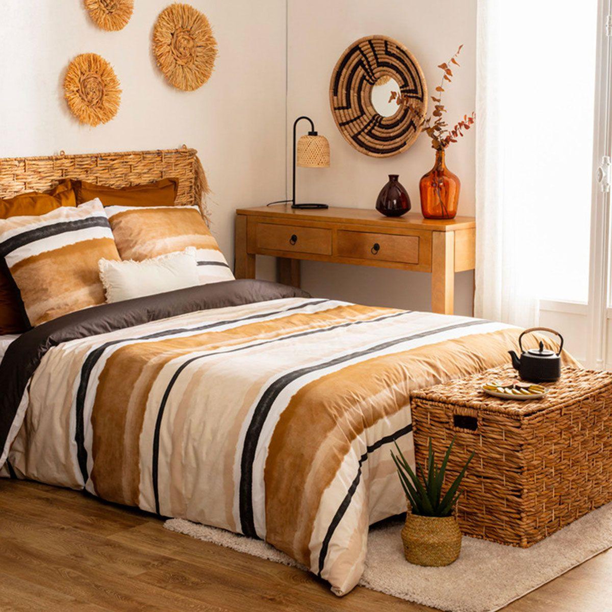 ATMOSPHERA Parure de lit 3 pièces  hana  260x240cm ocre