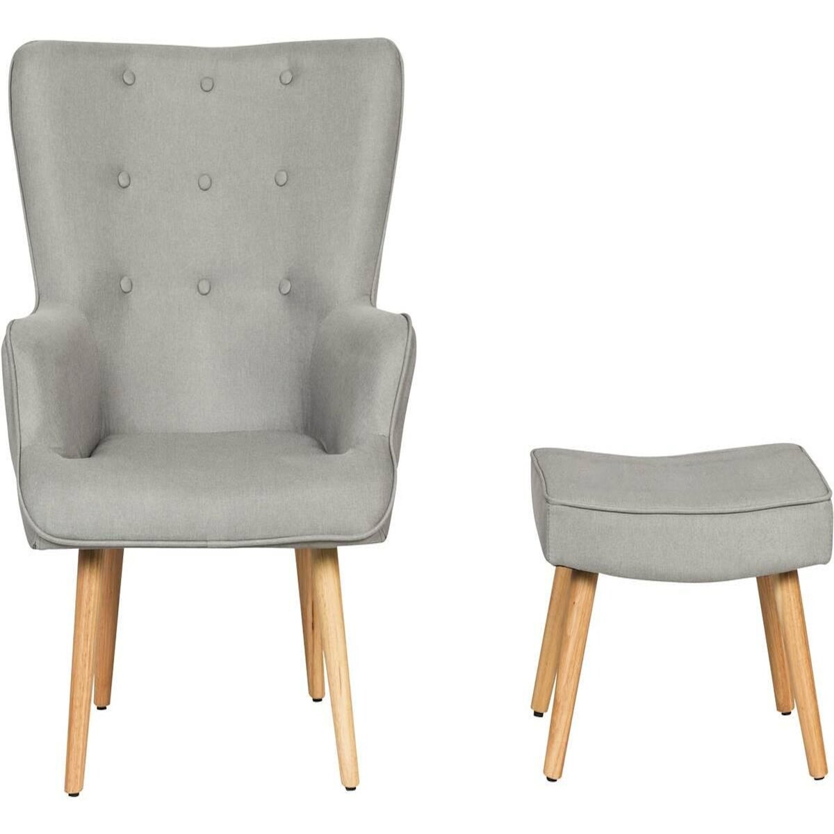 Habitat et Jardin Fauteuil style scandinave en tissu  Odense  - 1 place - Gris clair