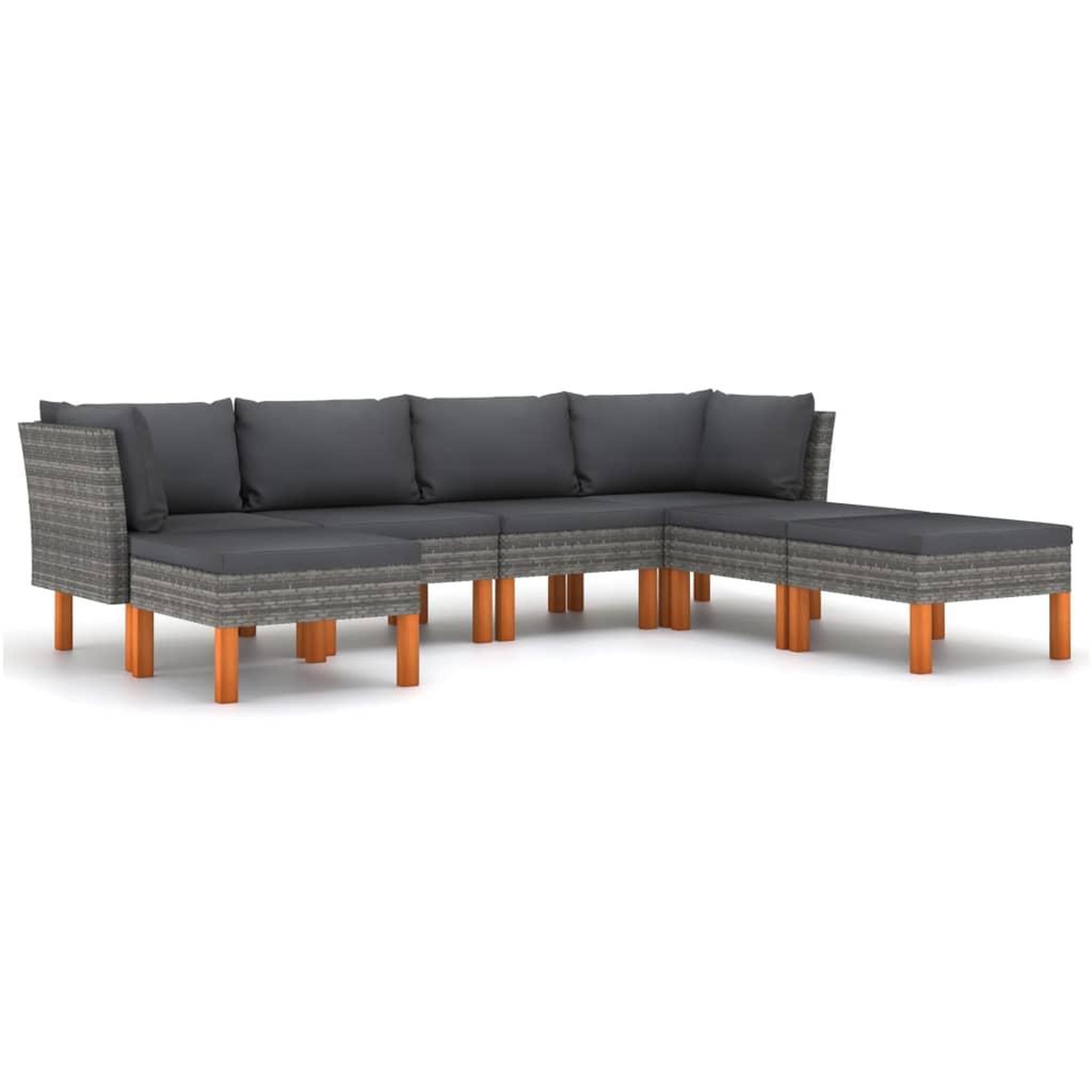 Voir la diapositive 2 : VIDAXL Salon de jardin 7 pcs avec coussins Resine tressee Gris