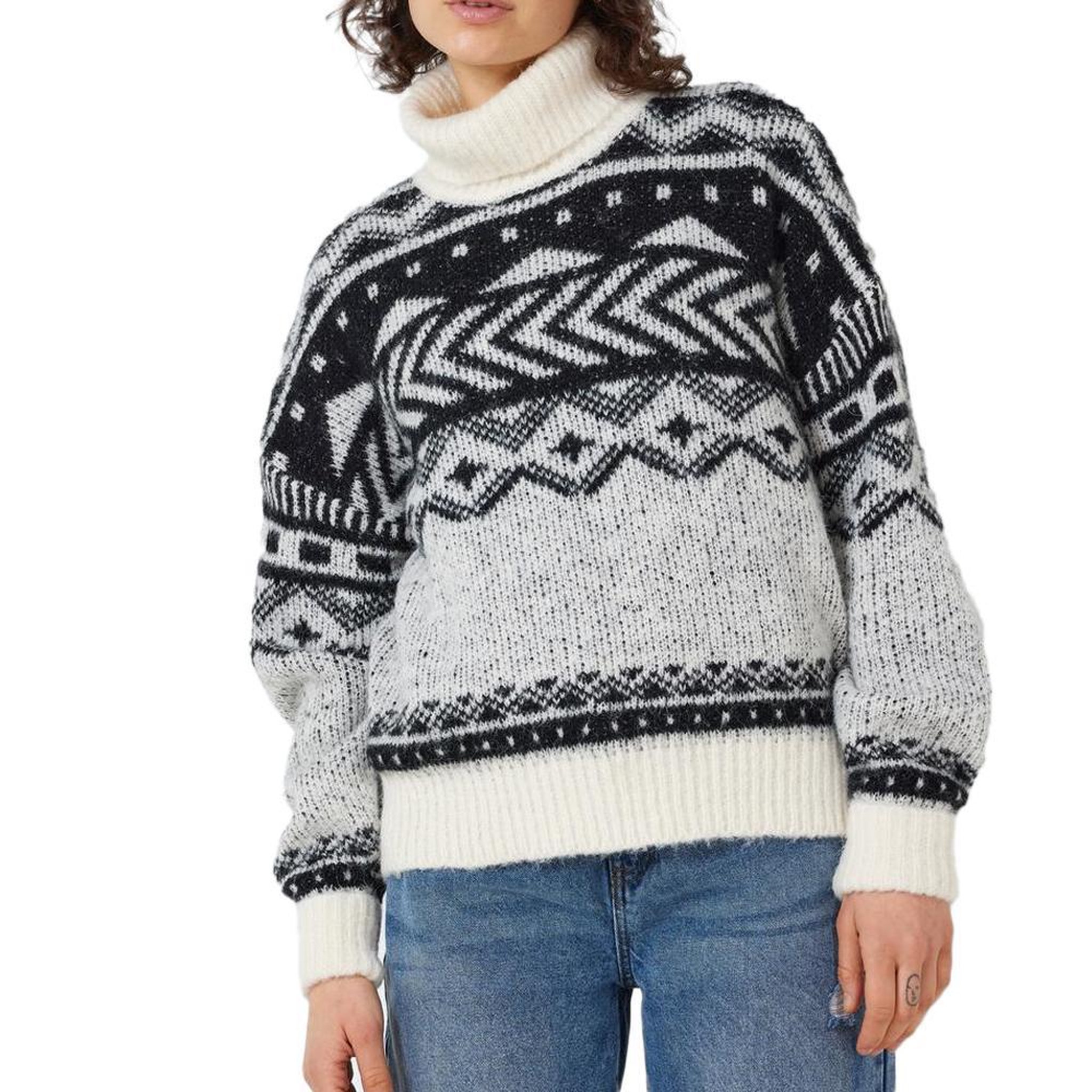 Voir la diapositive 1 : NOISY MAY Pull Blanc/Noir Femme Noisy May Roll Neck
