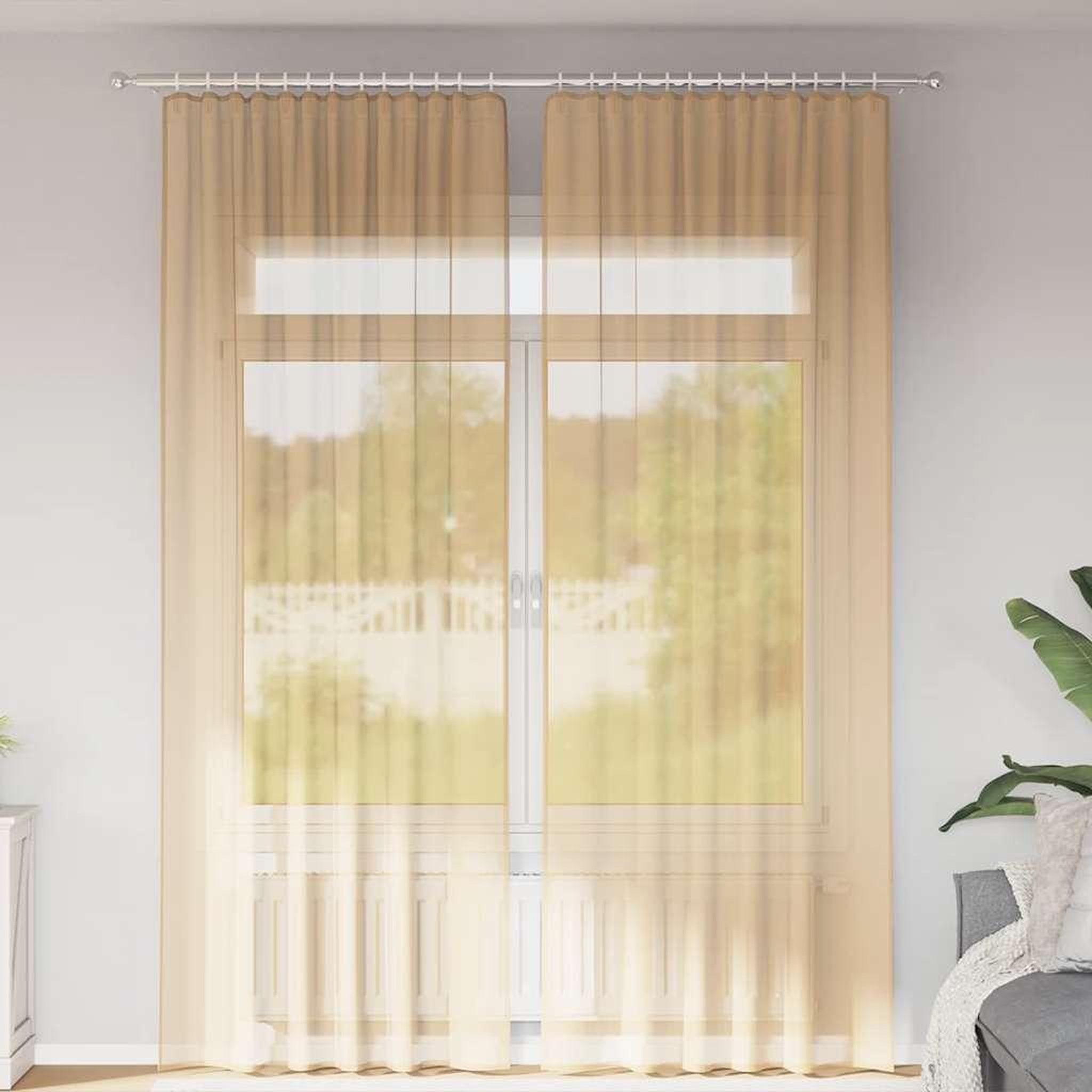 VIDAXL Rideaux en voile avec boucles 2 pcs sable 140x260 cm