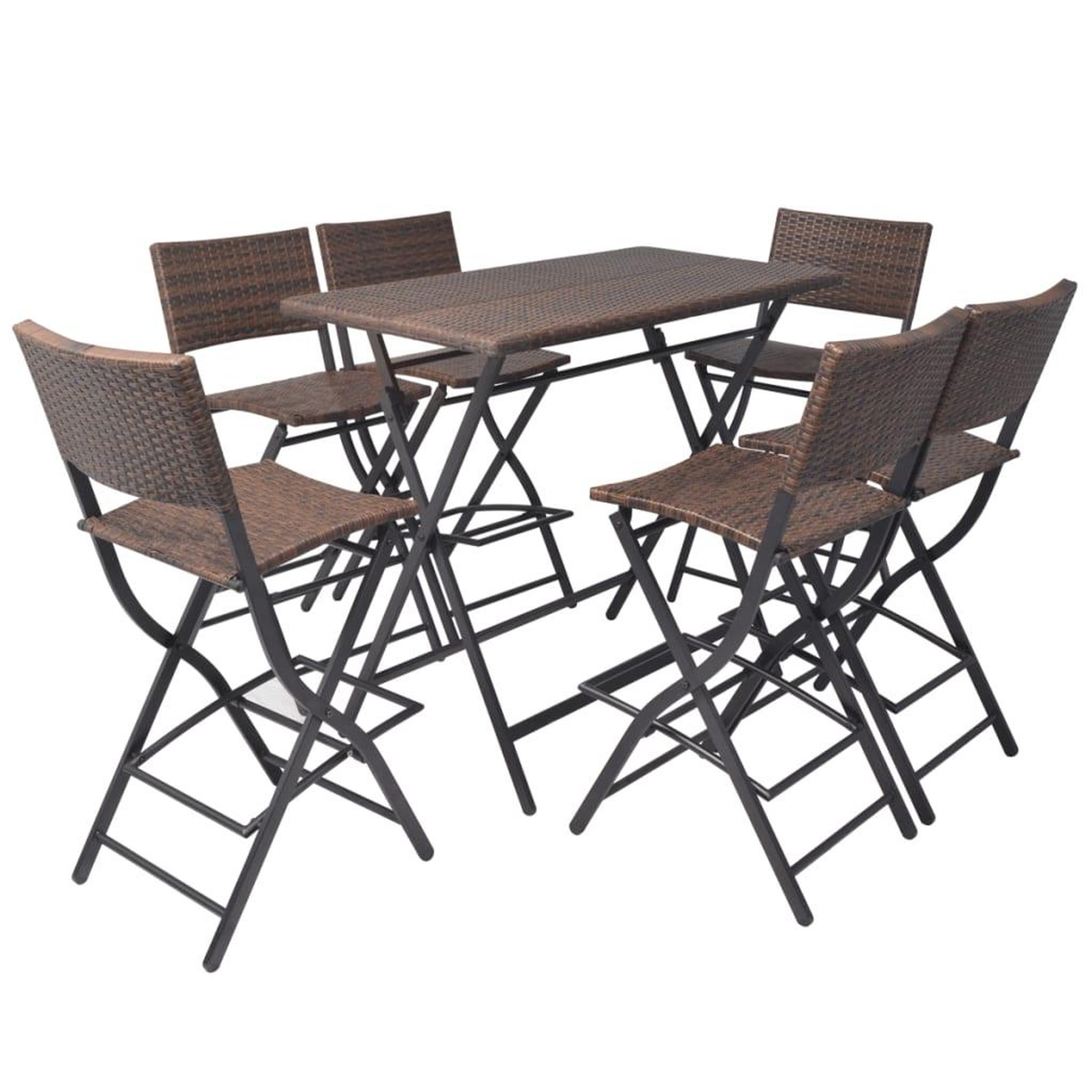 Voir la diapositive 2 : VIDAXL Ensemble a manger d'exterieur pliable 7pcs Acier Resine tressee
