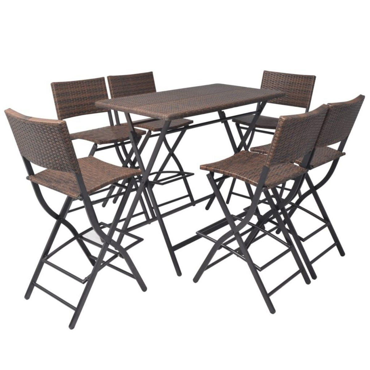 VIDAXL Ensemble a manger d'exterieur pliable 7pcs Acier Resine tressee