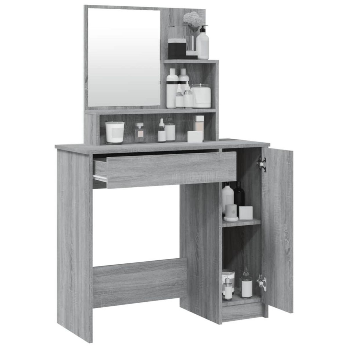 VIDAXL Coiffeuse avec miroir Sonoma gris 86,5x35x136 cm