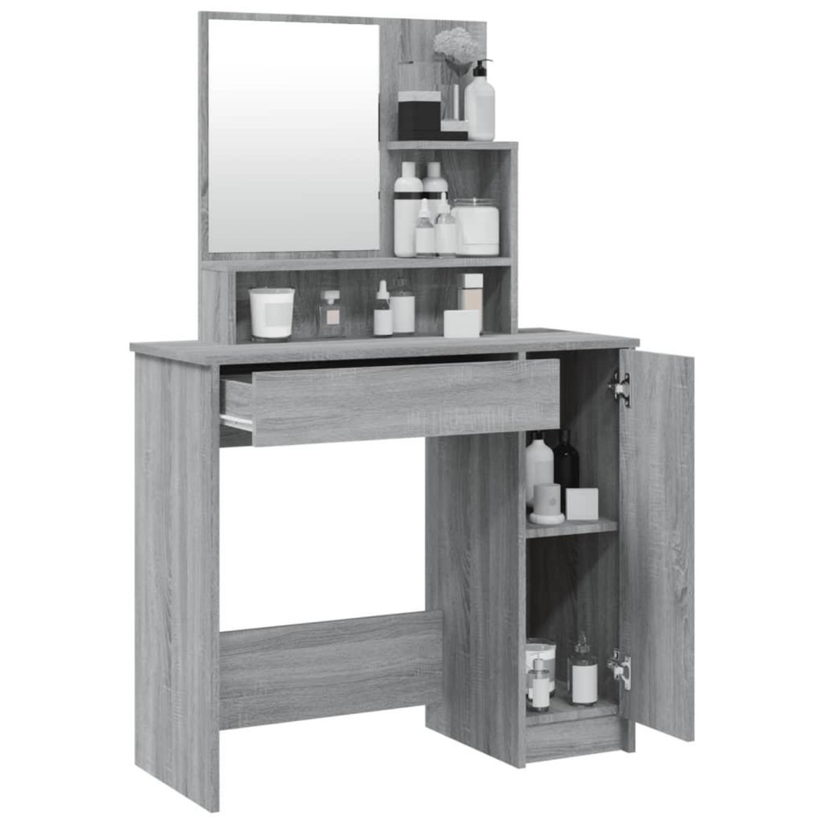 VIDAXL Coiffeuse avec miroir Sonoma gris 86,5x35x136 cm