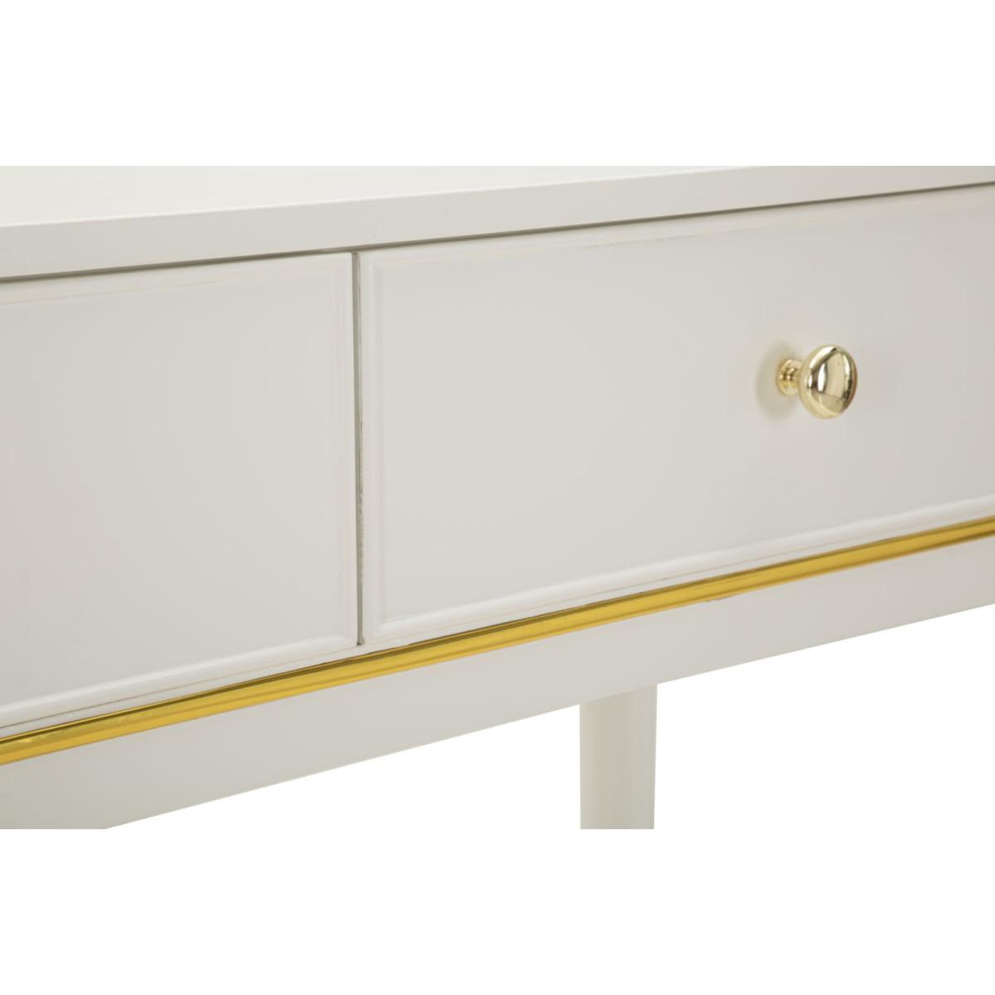 Voir la diapositive 6 : Paris Prix Console 2 tiroirs  camille  101cm blanc & or