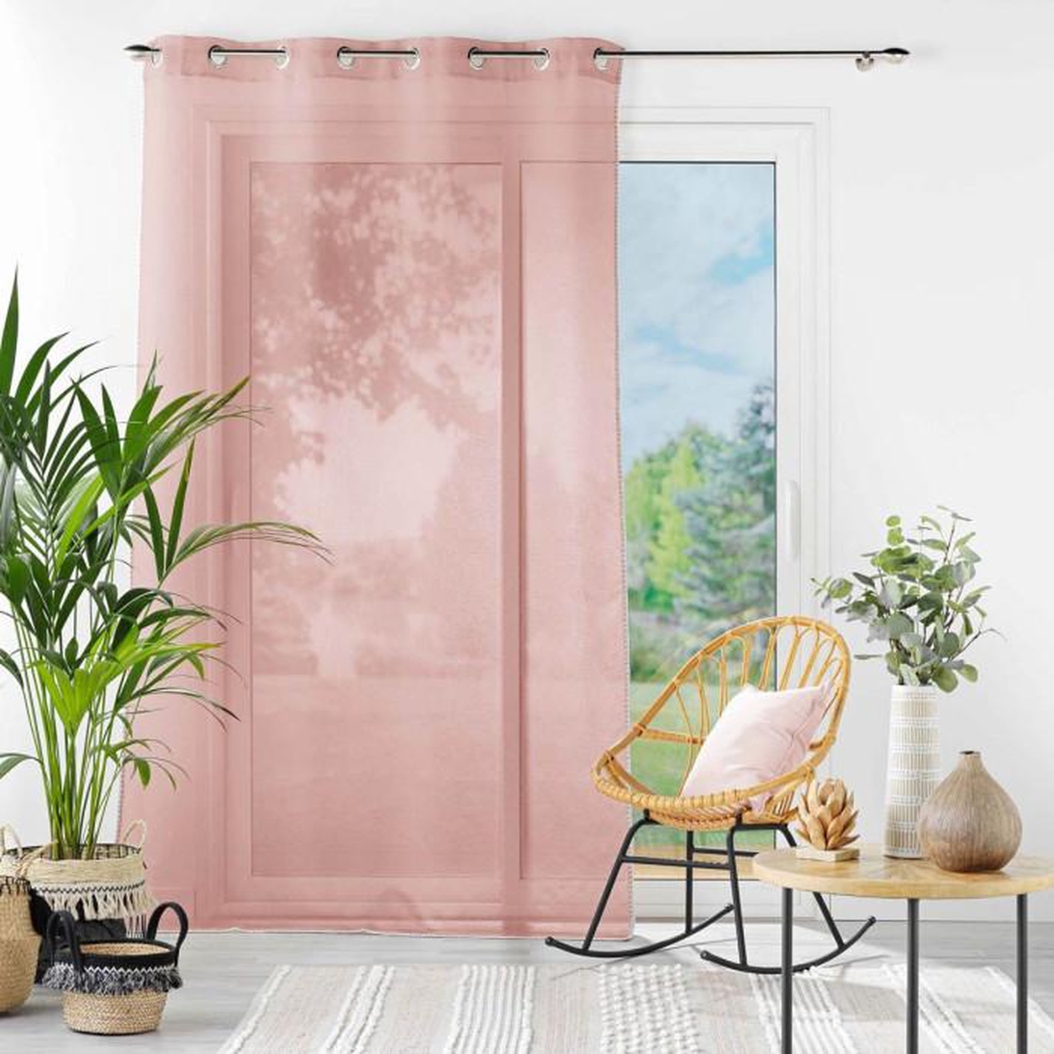 Voir la diapositive 4 : Paris Prix Rideau Voilage à Œillets  Fantaisie Louise  140x240cm Rose