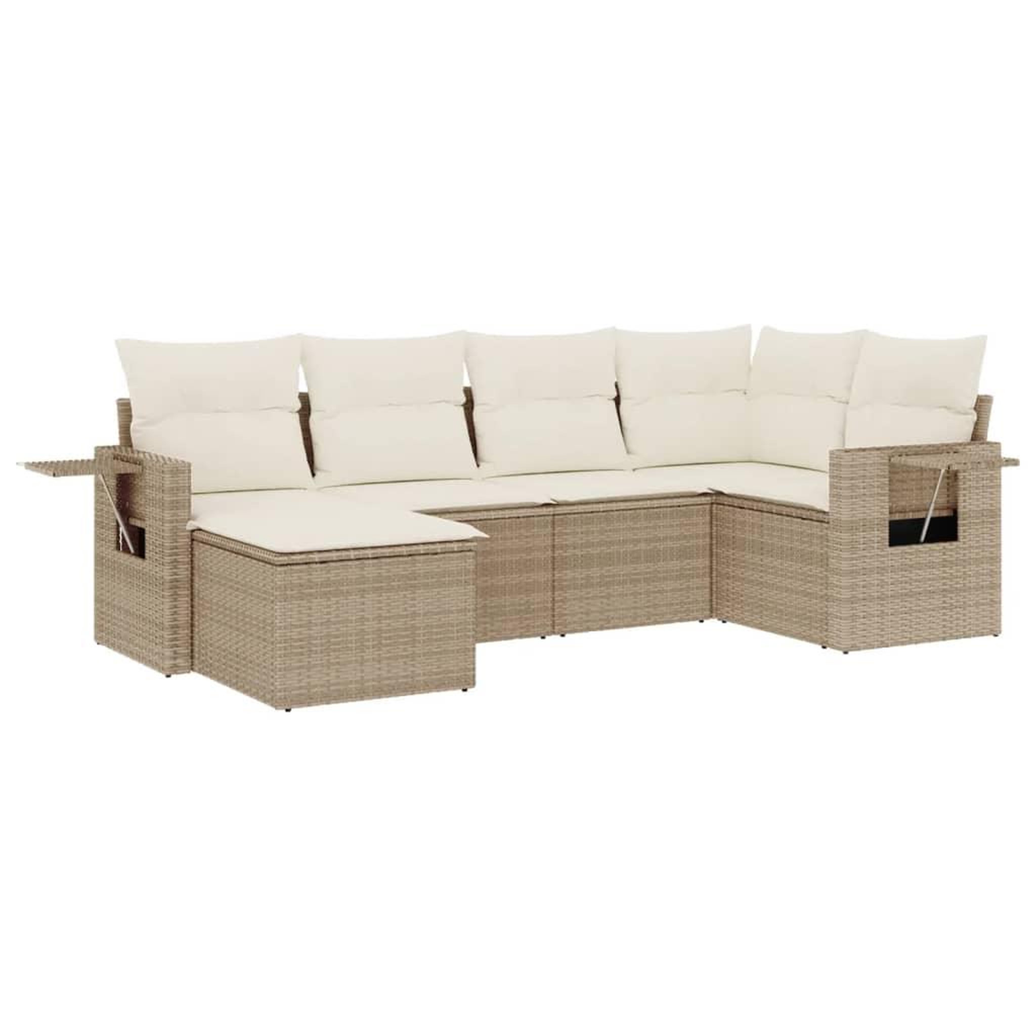 Voir la diapositive 2 : VIDAXL Salon de jardin avec coussins 6 pcs beige resine tressee