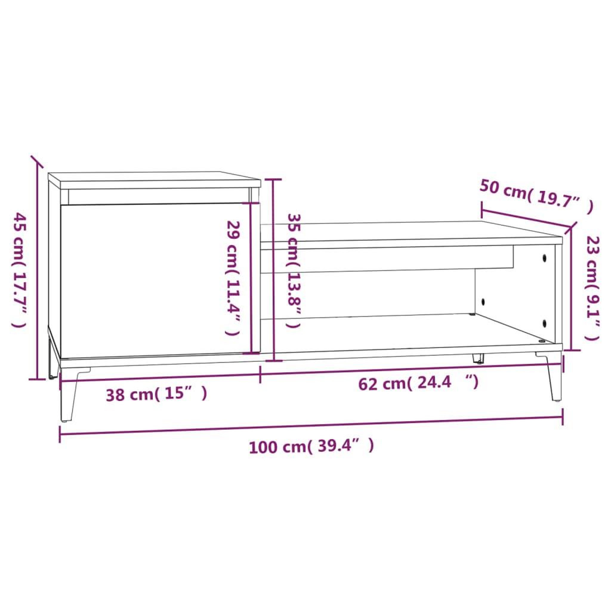 Voir la diapositive 6 : VIDAXL Table basse Noir 100x50x45 cm Bois d'ingenierie