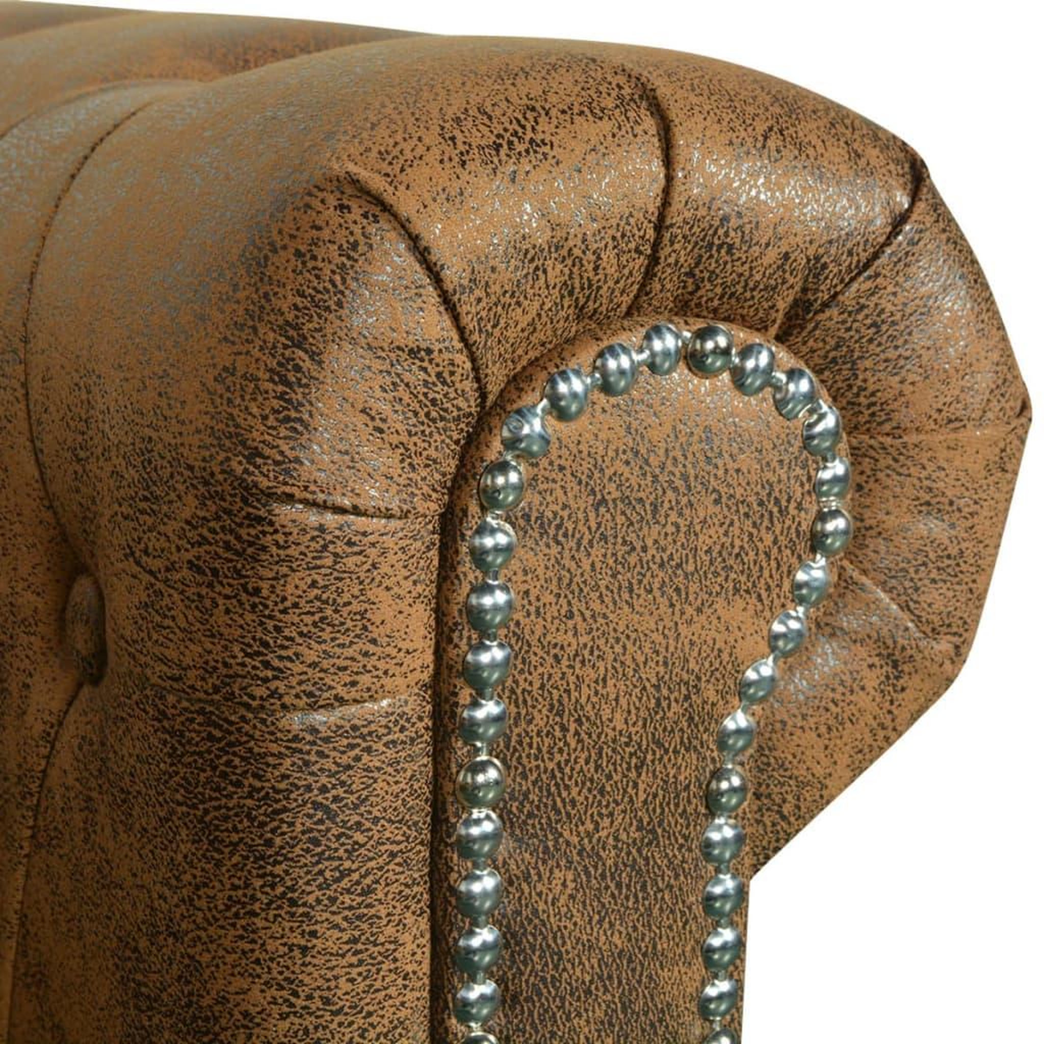 Voir la diapositive 5 : VIDAXL Canape Chesterfield 3 places cuir artificiel marron