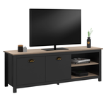 ID MARKET Meuble TV 140 cm campagne ISIS bois et noir