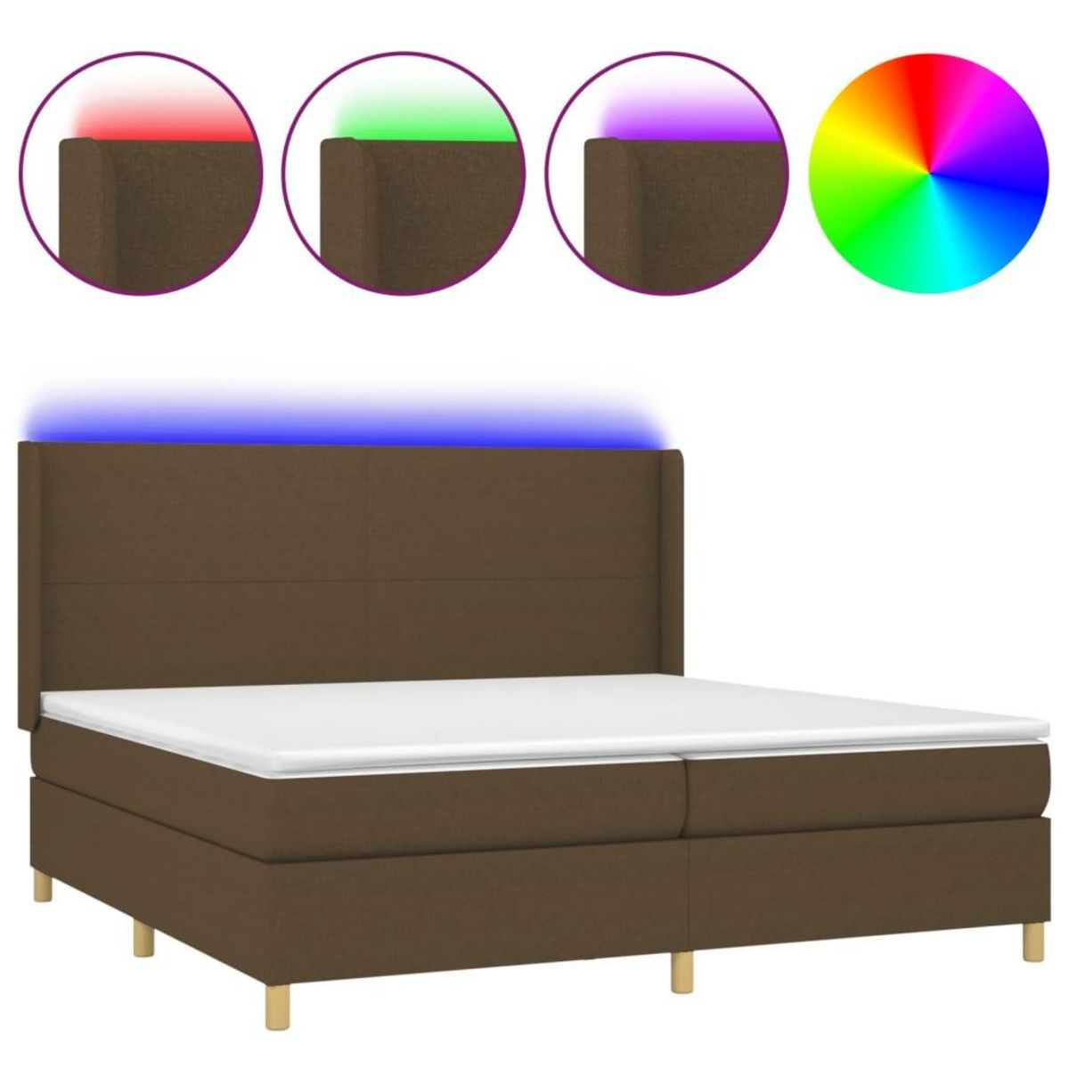 VIDAXL Sommier a lattes de lit matelas et LED Marron fonce 200x200 cm