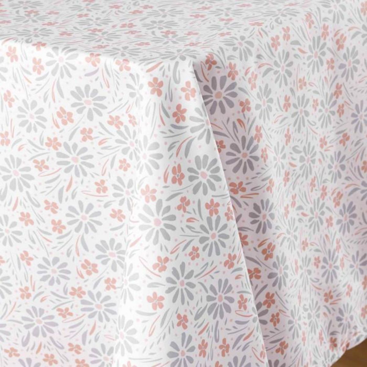 Paris Prix Nappe Microfibre Imprimé  Florelle  140x240cm Corail
