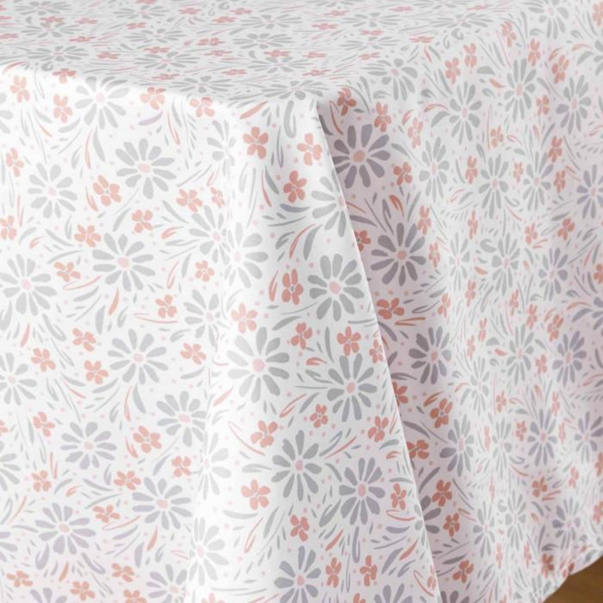 Paris Prix Nappe Microfibre Imprimé  Florelle  140x240cm Corail