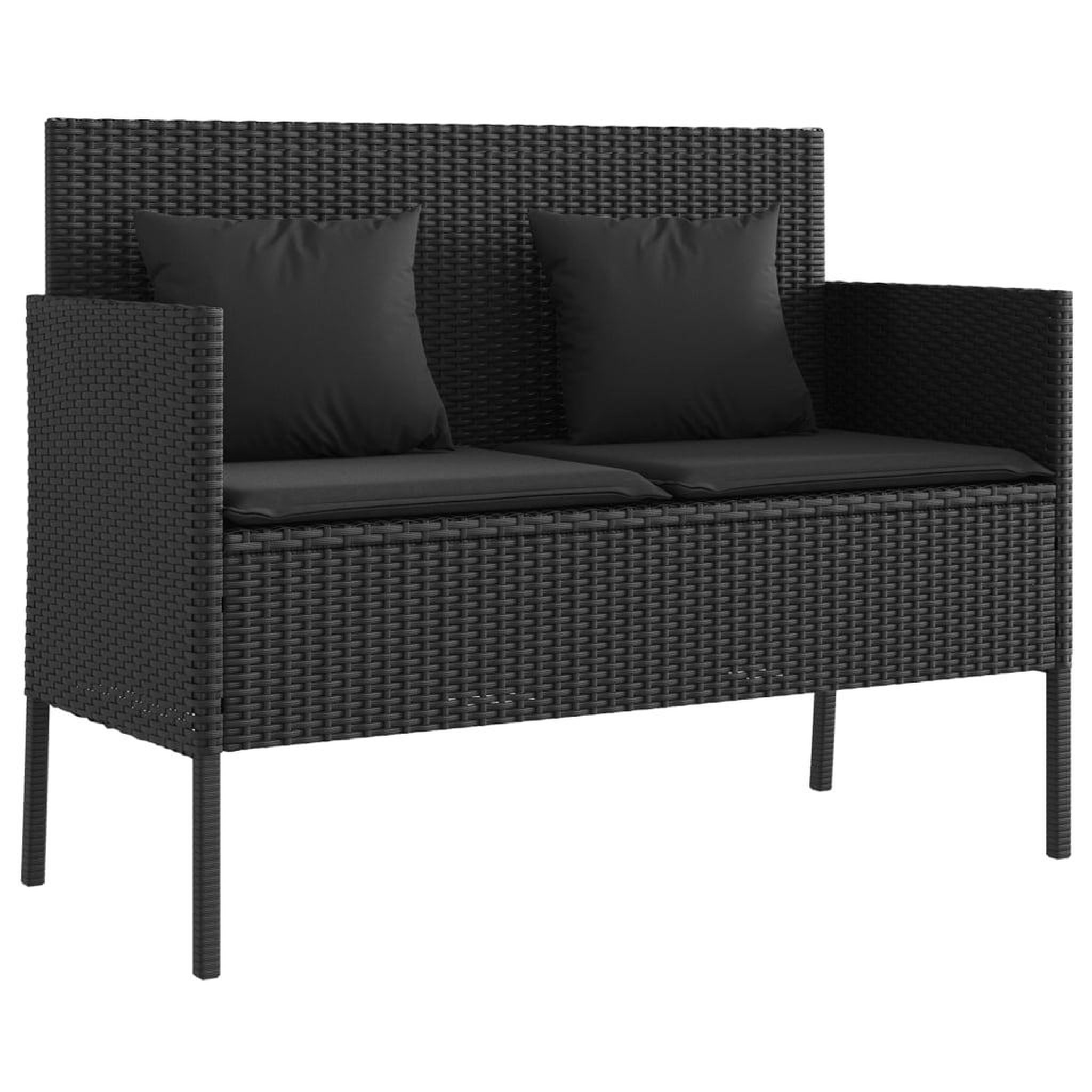 Voir la diapositive 2 : VIDAXL Banc de jardin avec coussins noir resine tressee