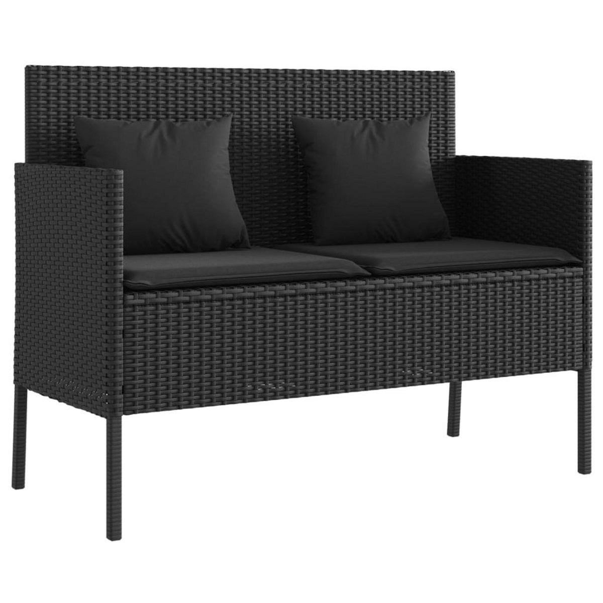 VIDAXL Banc de jardin avec coussins noir resine tressee