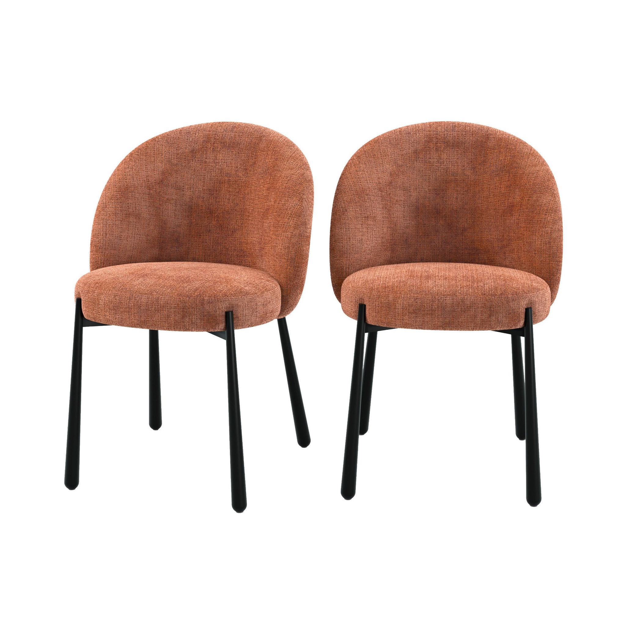 Voir la diapositive 1 : MAISON PAVANE Lot de 2 chaises en velours chenillé terracotta et métal noir-pulpy