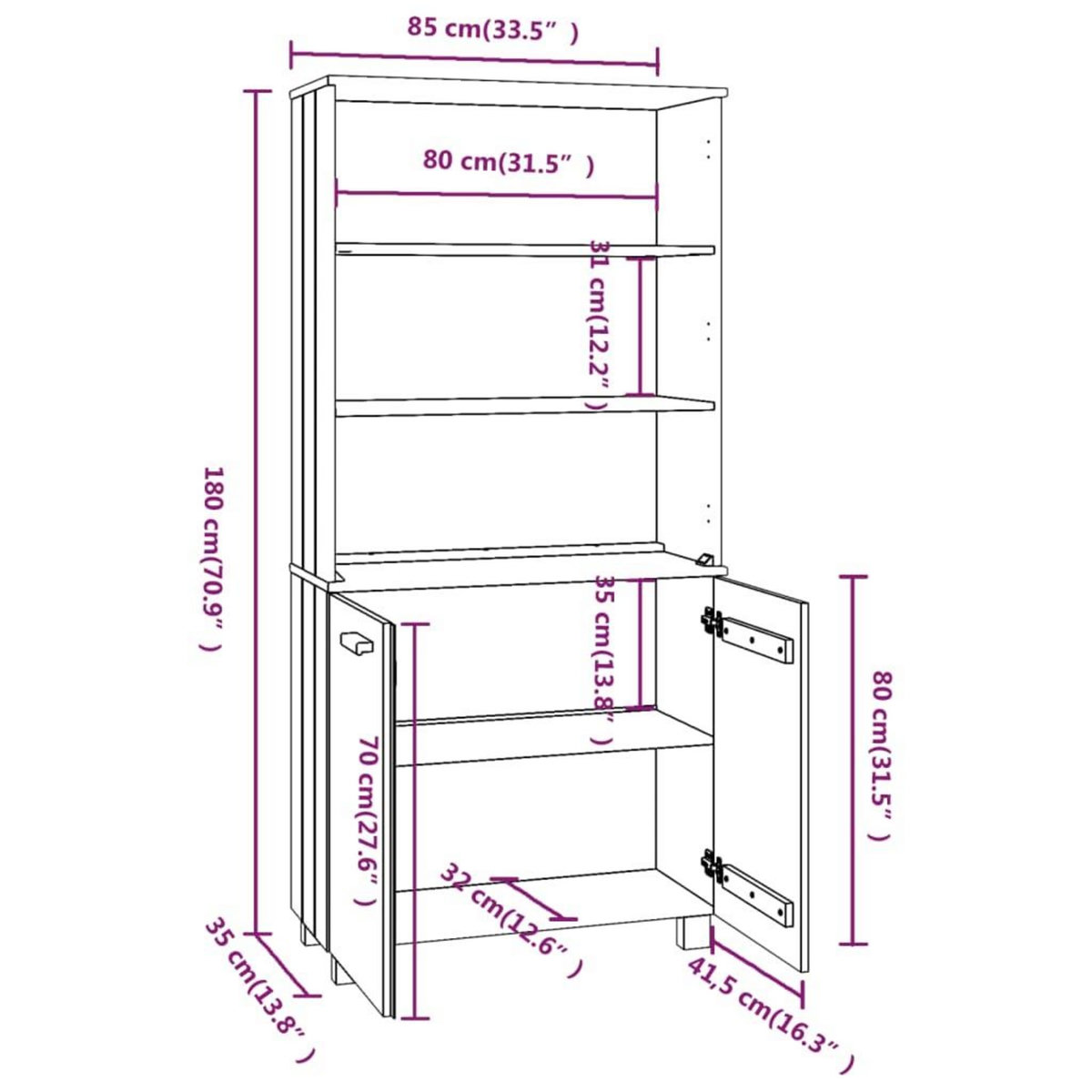 VIDAXL Buffet HAMAR Bois massif de pin Marron miel
