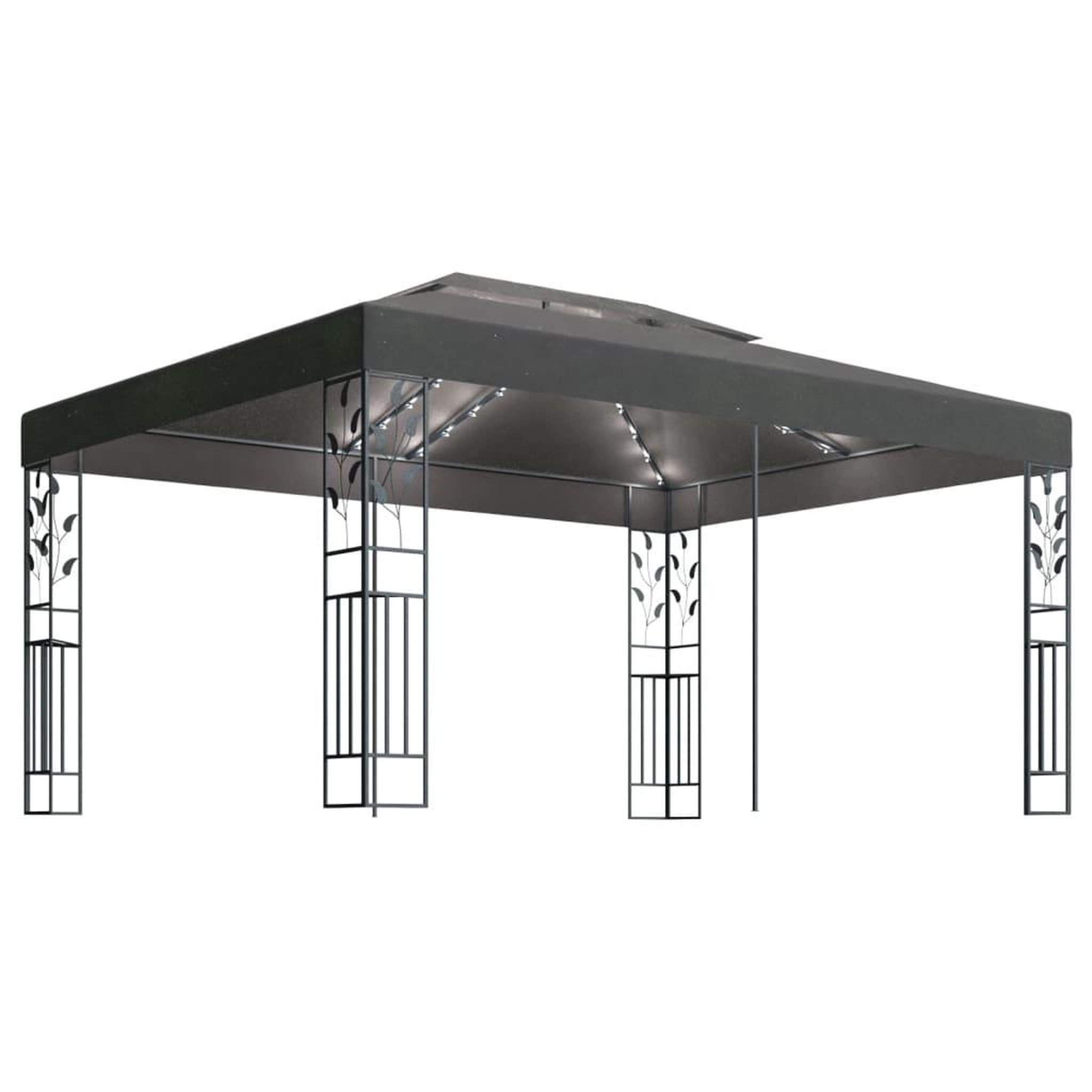 Voir la diapositive 2 : VIDAXL Tonnelle avec double toit et lumieres led 3x4 m anthracite