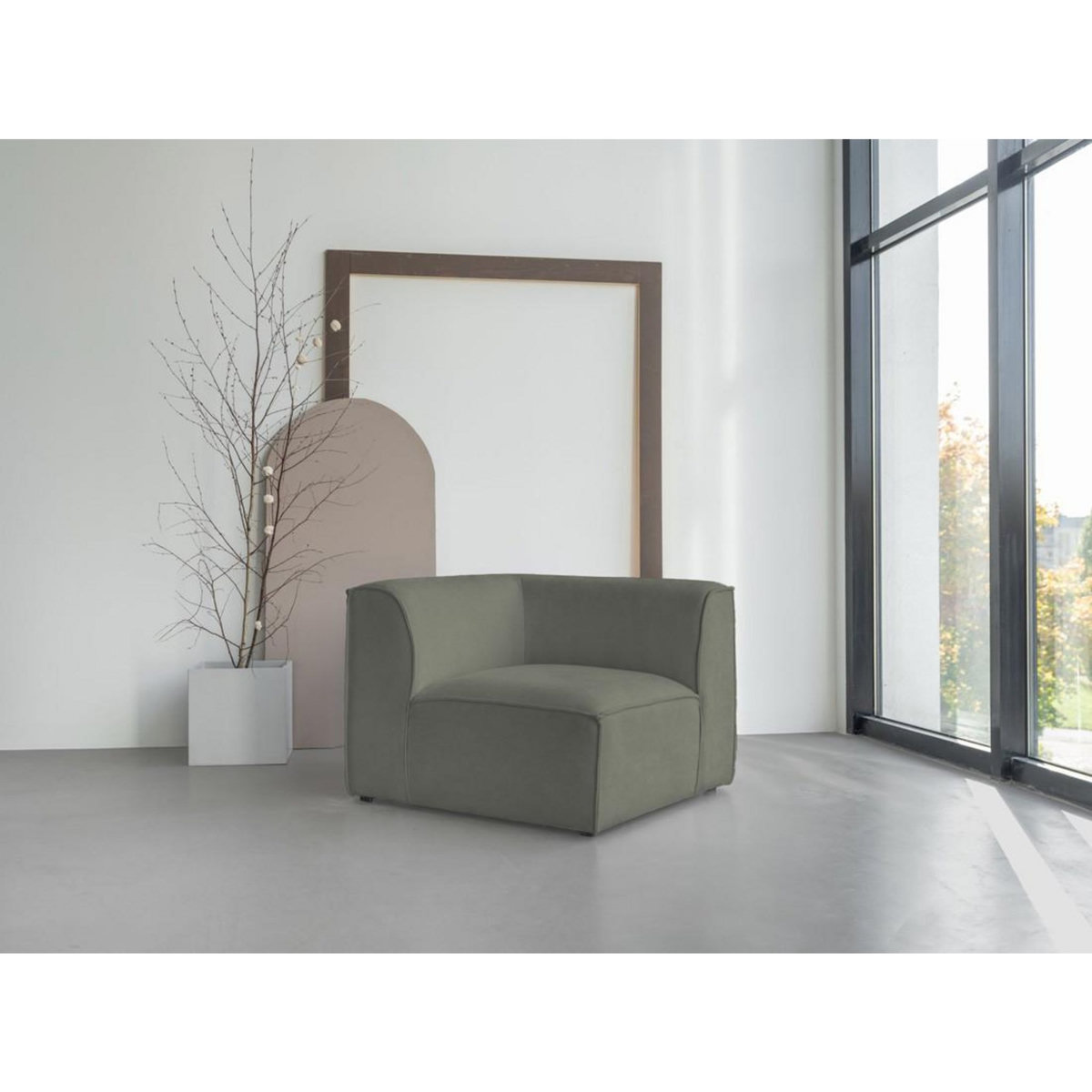 BEST MOBILIER Felix - module d'assise d'angle réversible en tissu texturé