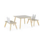 Voir la diapositive 1 : SWEEEK Table enfant + 2 chaises. pieds en pin. couleur blanc et bois