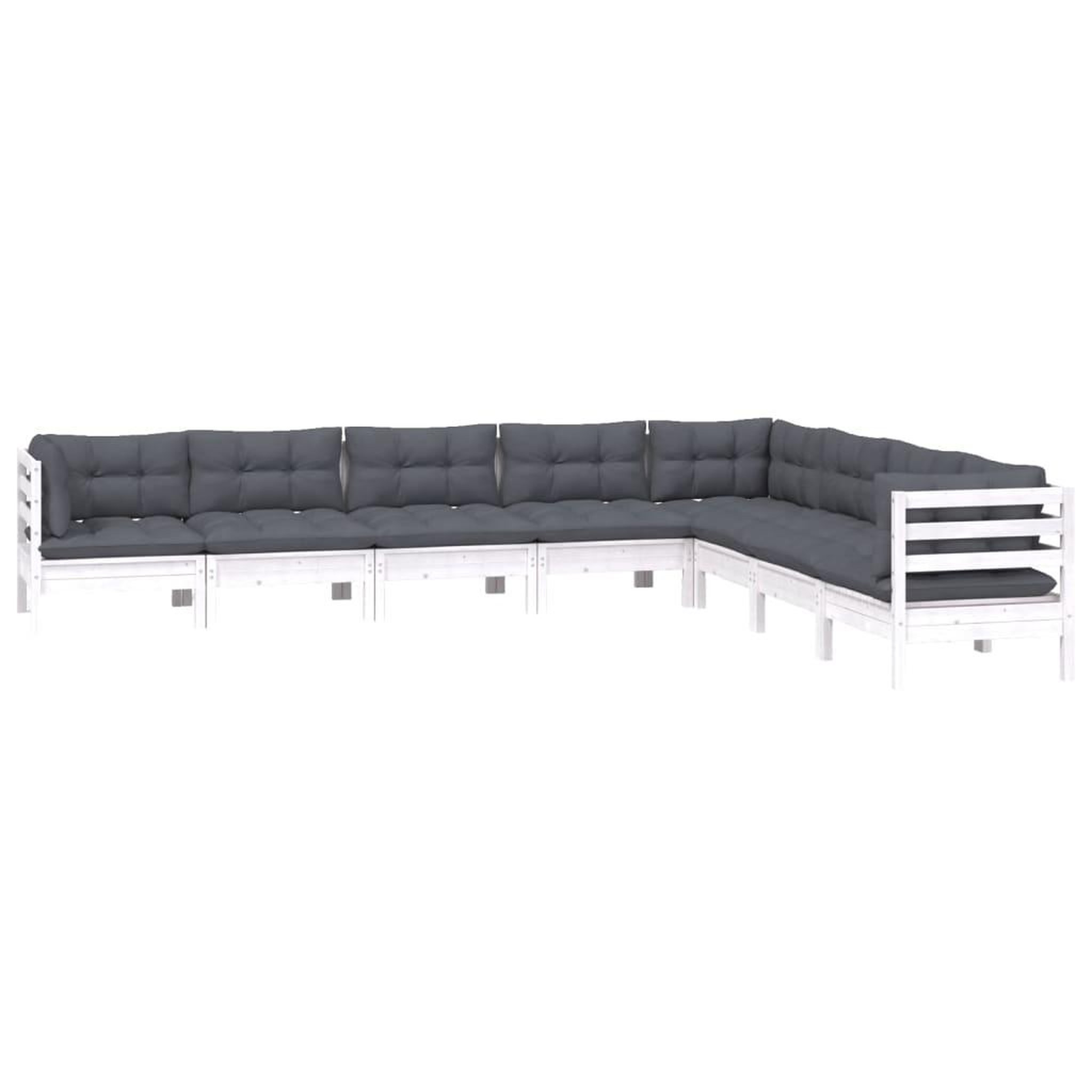 Voir la diapositive 3 : VIDAXL Salon de jardin 8 pcs avec coussins blanc bois de pin massif