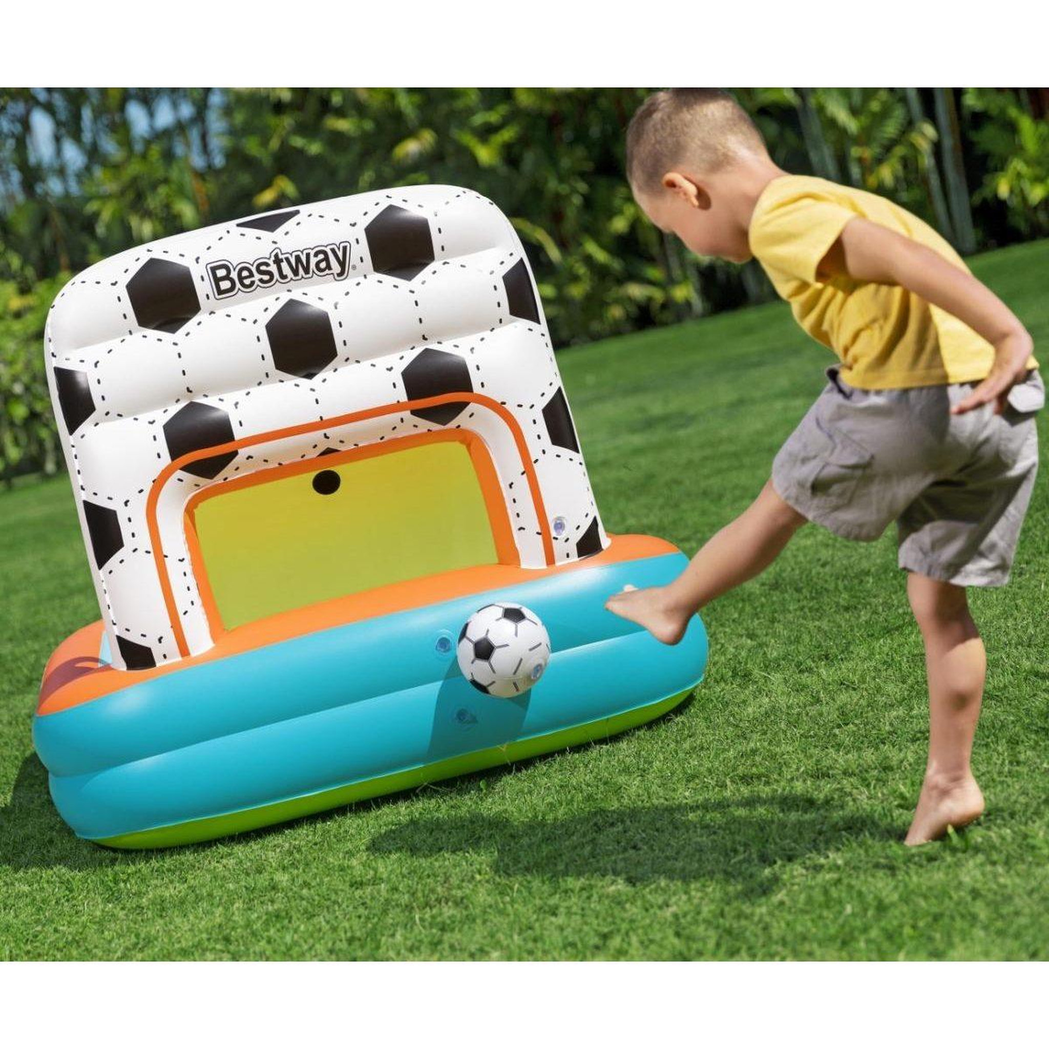 Voir la diapositive 3 : BESTWAY Aire de jeux à balles 3-en-1  kick 'n swish 1.20m x 1.07m x 84cm