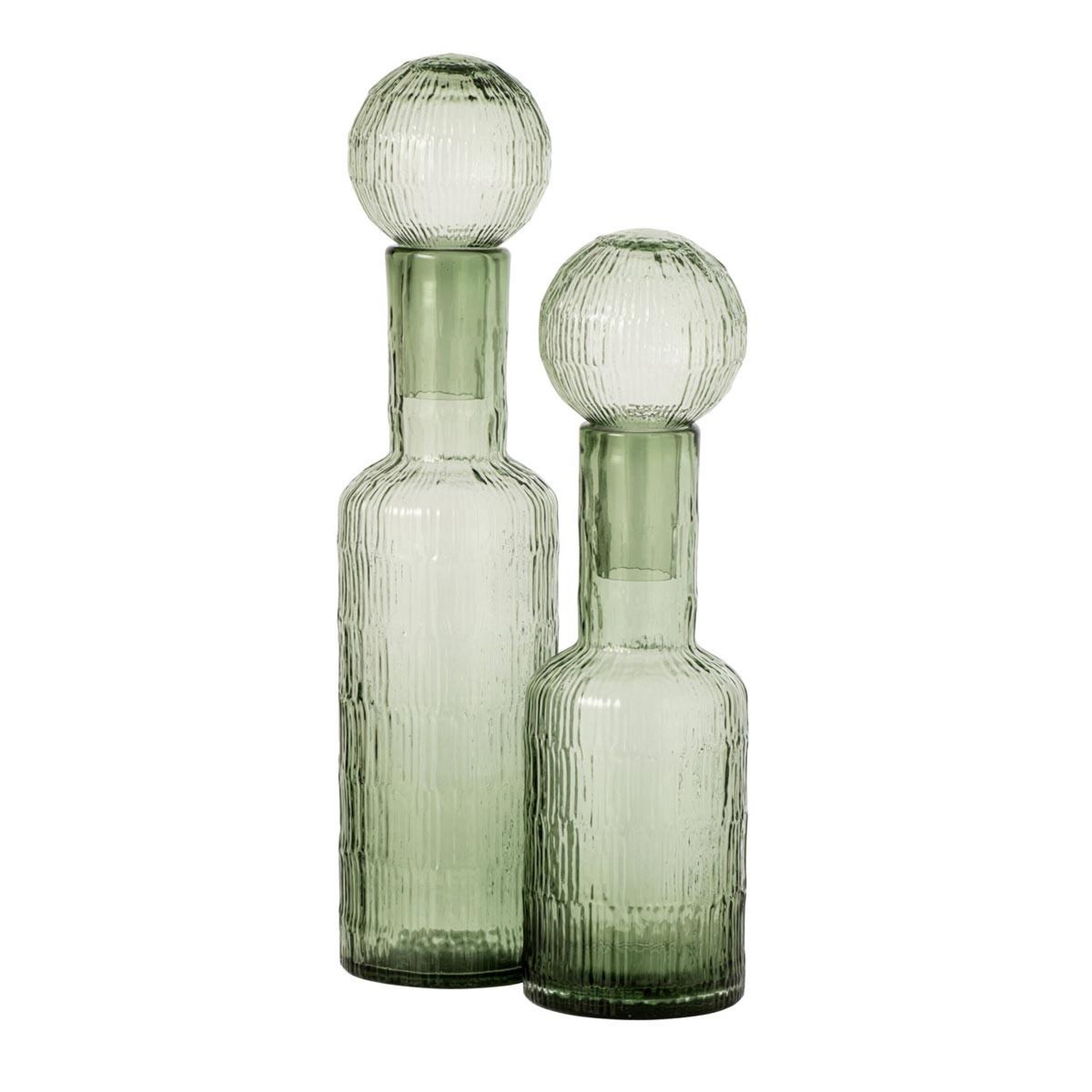 Voir la diapositive 3 : J-LINE Bouteille déco striée en verre  kyoto  45cm vert