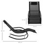 Voir la diapositive 3 : OUTSUNNY Chaise longue à bascule - rocking chair design - tétière, accoudoirs, assise dossier ergonomique - métal époxy textilène noir