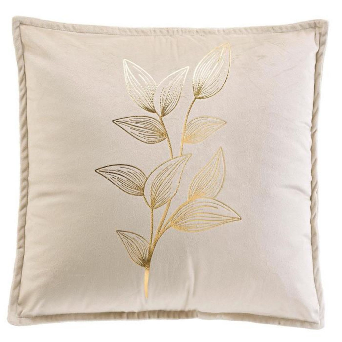Paris Prix Coussin Déco en Velours  Oxalis  45x45cm Beige