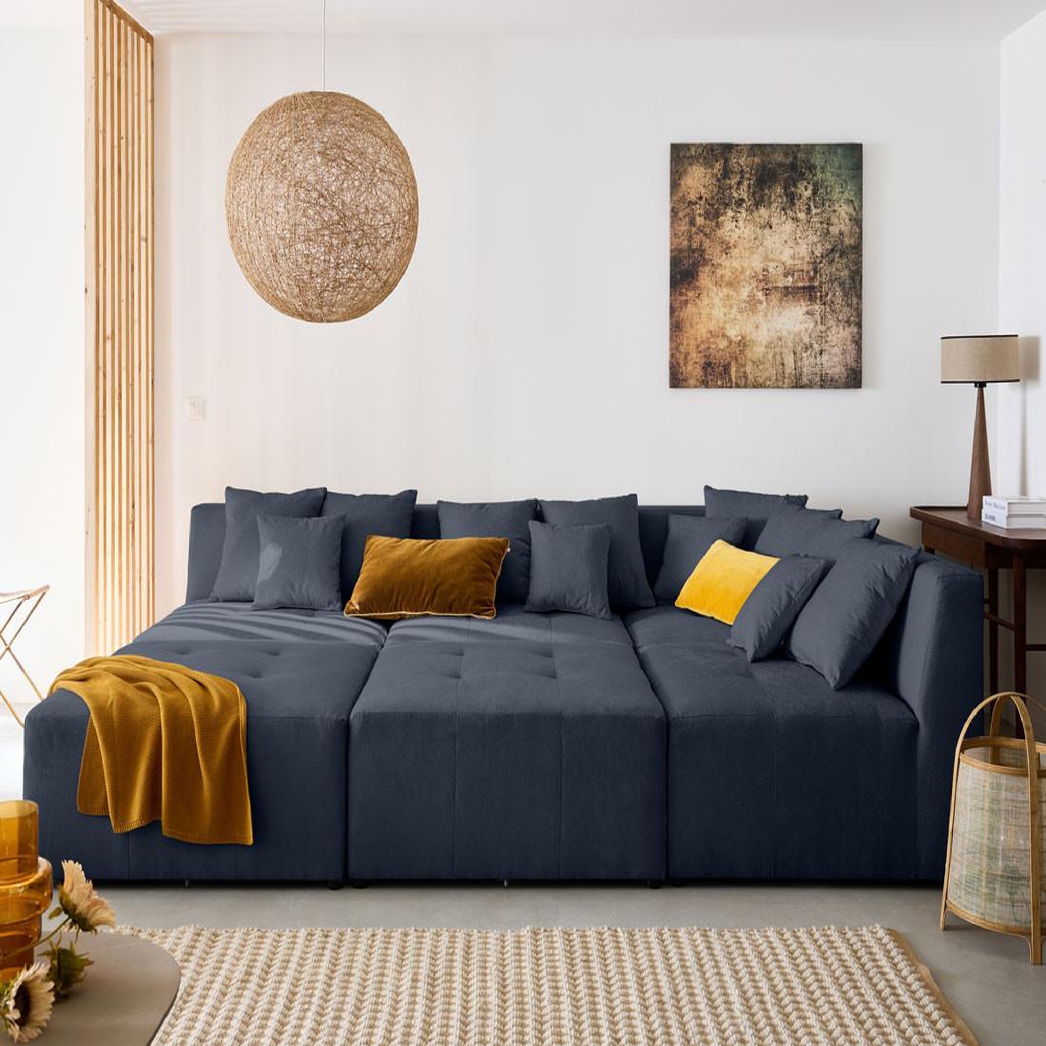 Voir la diapositive 2 : LISA DESIGN Amalfi - pouf modulable - en tissu