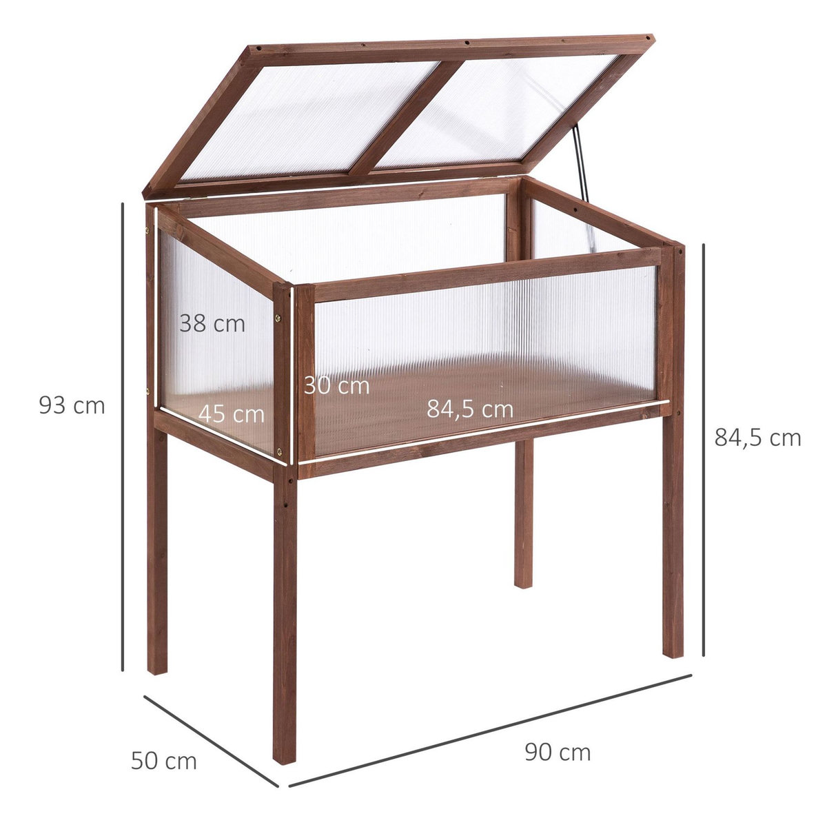 OUTSUNNY Mini serre sur pieds dim. 90L x 50l x 93H cm toit ouvrable panneaux de polycarbonate bois sapin traité