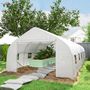 Voir la diapositive 2 : OUTSUNNY Serre tunnel grande taille 24 m² châssis tubulaire acier galvanisé renforcé 2,4 cm 12 fenêtres 1 porte blanc