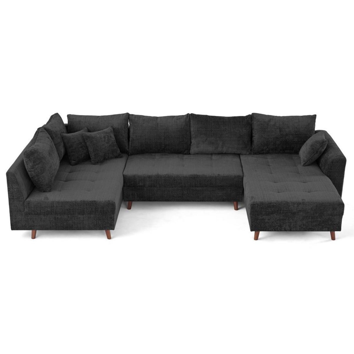 LISA DESIGN Rune - canapé panoramique d'angle gauche 7 places en velours texturé